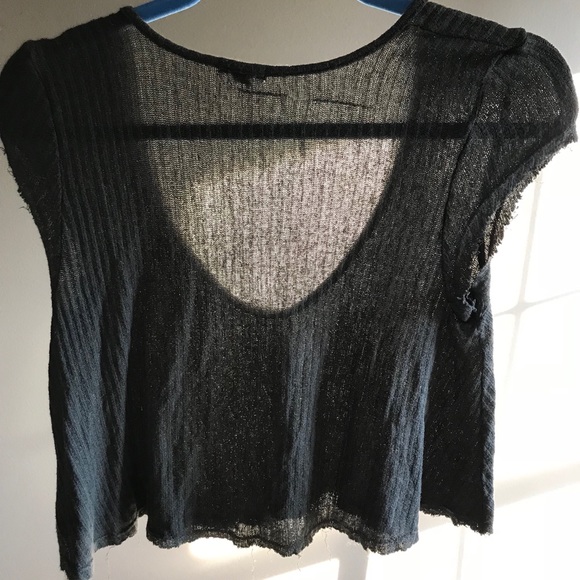 URBAN OUTFITTERS Green Distressed Crop Top Sz MED - Picture 5 of 5